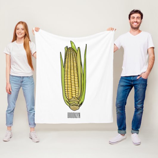 Corn cartoon illustratie fleece deken (In situ)