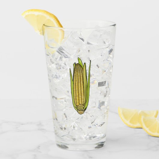 Corn cartoon illustratie glas (Voorkant ijs)