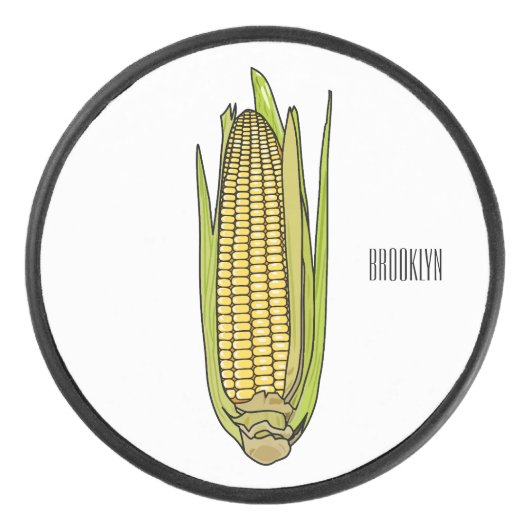 Corn cartoon illustratie hockey puck (Voorkant)