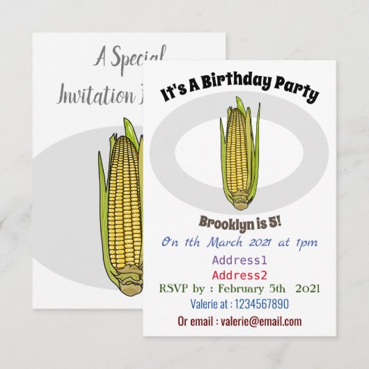 Corn cartoon illustratie kaart (Voorkant / Achterkant)