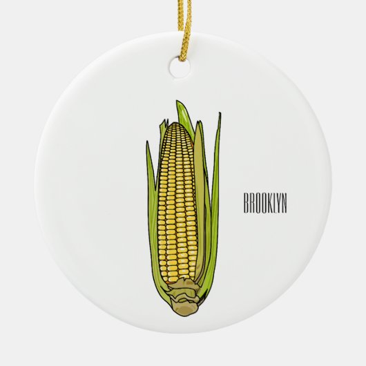 Corn cartoon illustratie keramisch ornament (Voorkant)