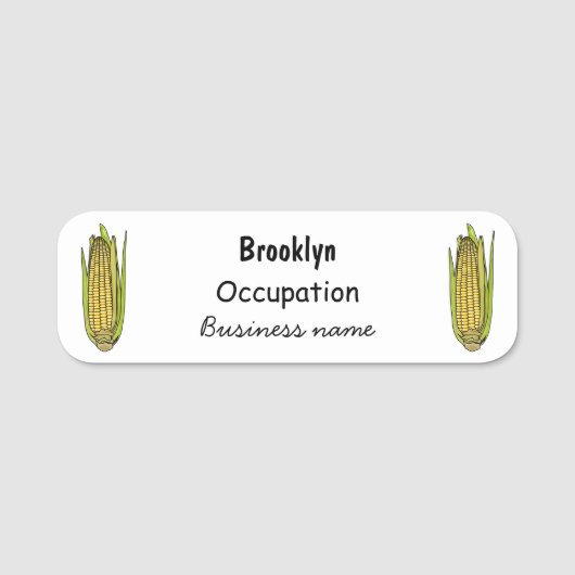 Corn cartoon illustratie naamplaatje (Voorkant)