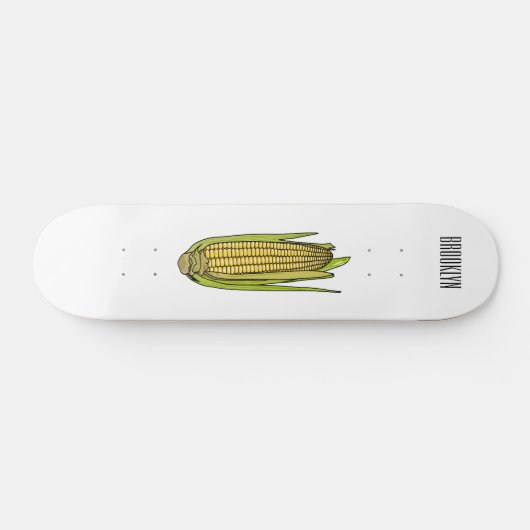 Corn cartoon illustratie persoonlijk skateboard (Horizontaal)
