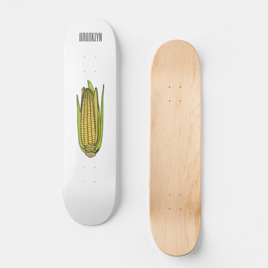 Corn cartoon illustratie persoonlijk skateboard (Voorkant)