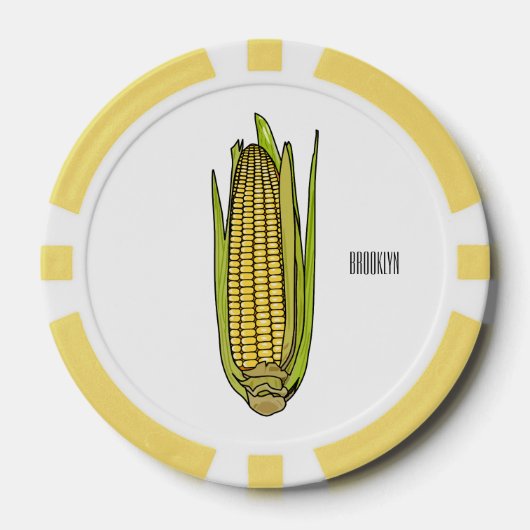 Corn cartoon illustratie poker chips (Voorkant)