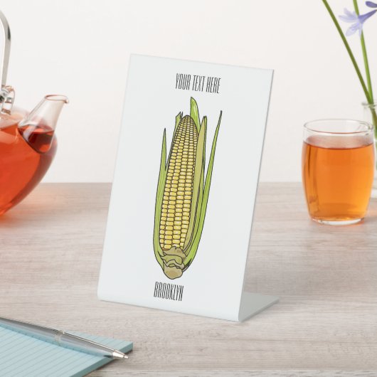 Corn cartoon illustratie reclamebord met voetstuk (Insitu)