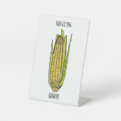 Corn cartoon illustratie reclamebord met voetstuk (Voorkant)