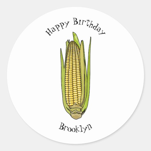 Corn cartoon illustratie ronde sticker (Voorkant)
