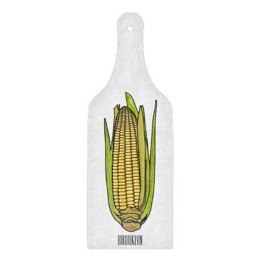 Corn cartoon illustratie snijplank (Voorkant)