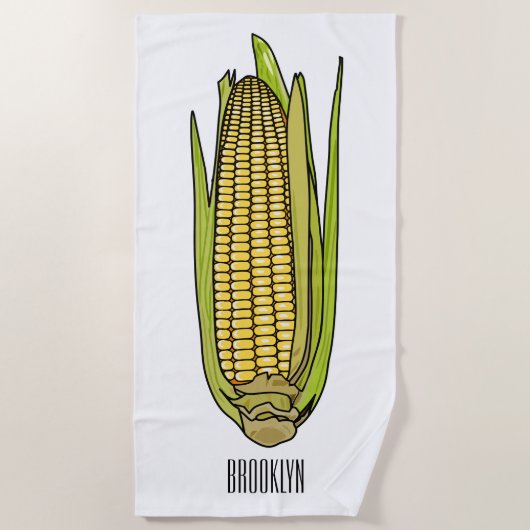 Corn cartoon illustratie strandlaken (Voorkant)