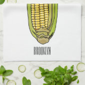 Corn cartoon illustratie theedoek (Gevouwen)