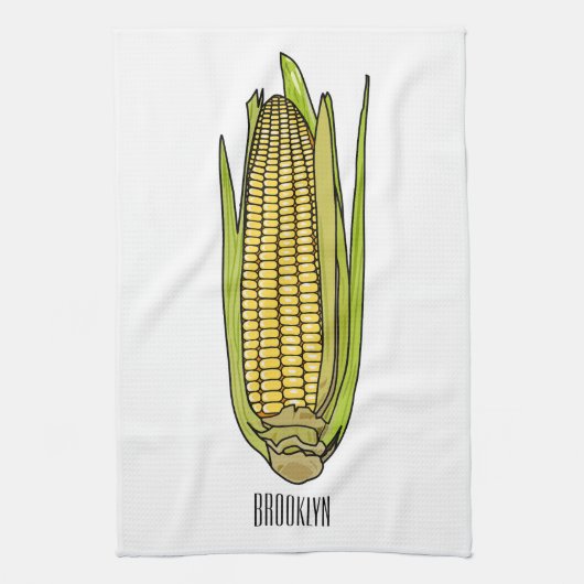 Corn cartoon illustratie theedoek (Verticaal)