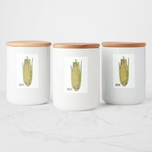 Corn cartoon illustratie voedselcontainer etiket (Flessen)