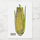 Corn cartoon illustratie voedselcontainer etiket (Enkel label)