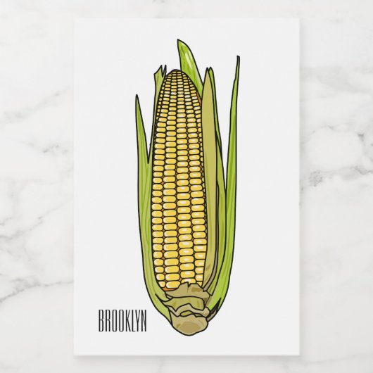 Corn cartoon illustratie voedselcontainer etiket (Enkel label)