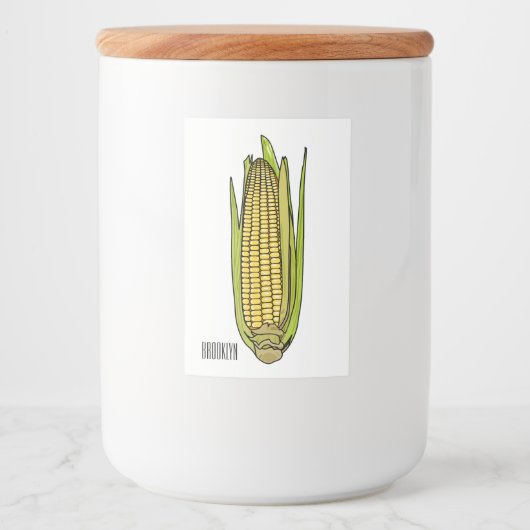 Corn cartoon illustratie voedselcontainer etiket (Voorkant)