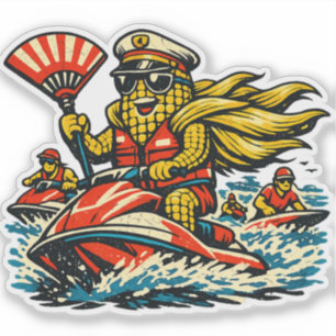 Corn Commander Surf Patrol — Vintage Zomer Oceaan Sticker
