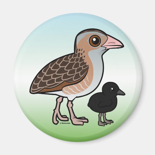 Corn Crake met baby Magneet (Voorkant)