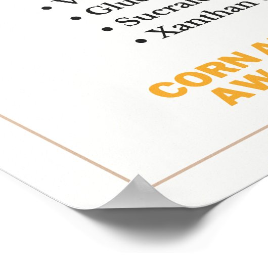 Corn Derivaten Allergie Awareness Poster (Hoek)