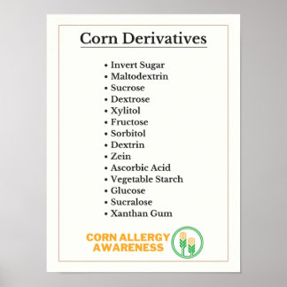 Corn Derivaten Allergie Awareness Poster