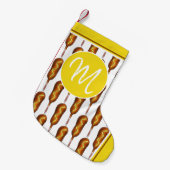 Corn Dog met Mustard Carnival Corndog Monogram Kleine Kerstsok (Voorkant (Hangend))
