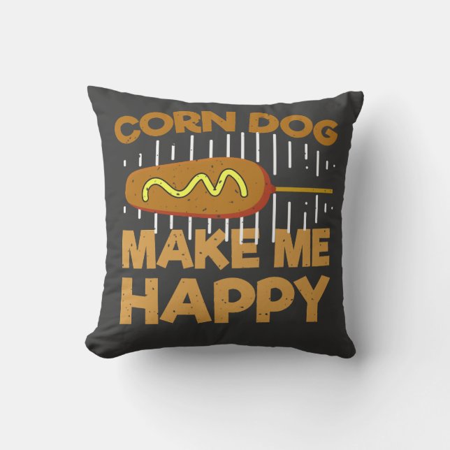 Corn Dogs Make Me Happy beroemd gemaakt door Funny Kussen (Voorkant)