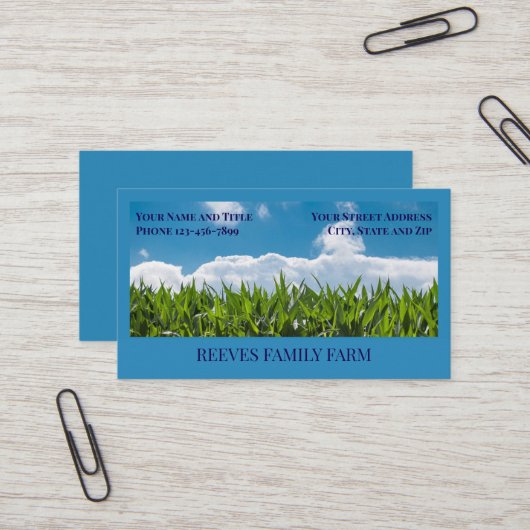 Corn Farmer Wheat Agricultural Business Cards Visitekaartje (Voorkant / Achterkant in situ)