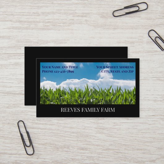 Corn Farmer Wheat Agricultural Business Cards Visitekaartje (Voorkant / Achterkant in situ)