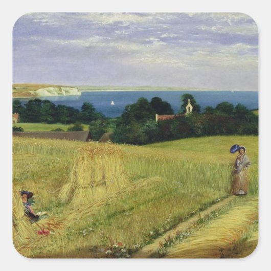 Corn Field op het eiland Wight Vierkante Sticker (Voorkant)