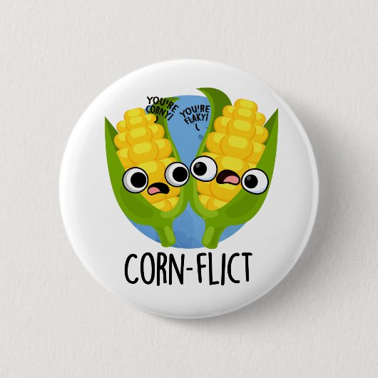 Corn-flict Grappige Corn Pun Ronde Button 5,7 Cm (Voorkant)