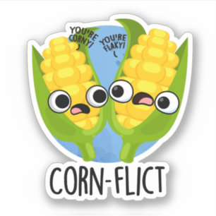 Corn-flict Grappige Corn Pun Sticker