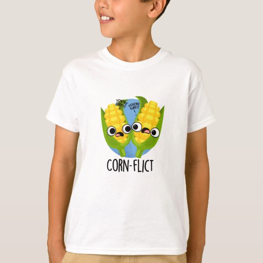 Corn-flict Grappige Corn Pun T-shirt (Voorkant)