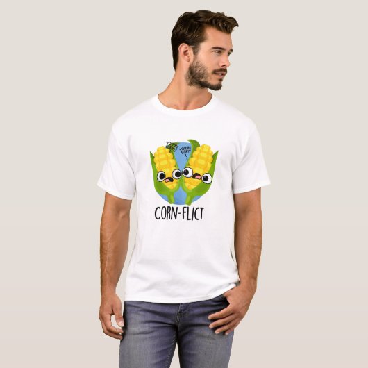 Corn-flict Grappige Corn Pun T-shirt (Voorkant volledig)