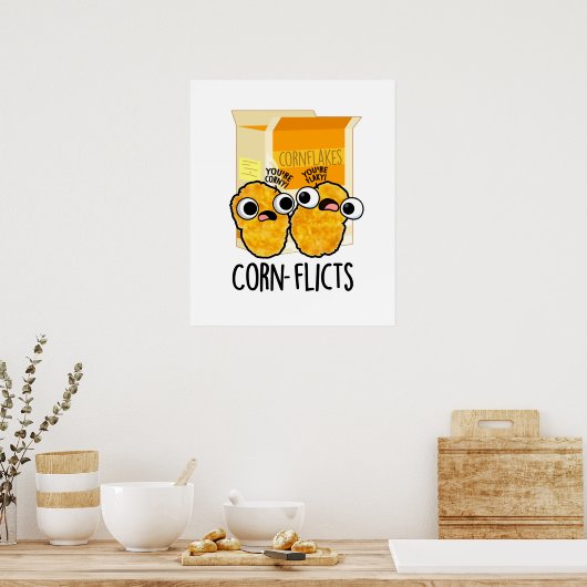 Corn-flicts Funny Corn Flakes Pun Poster (Keuken)