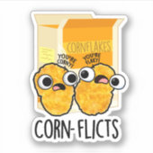 Corn-flicts Funny Corn Flakes Pun Sticker (Voorkant)