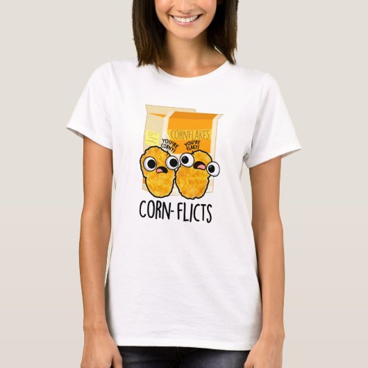 Corn-flicts Funny Corn Flakes Pun T-shirt (Voorkant)