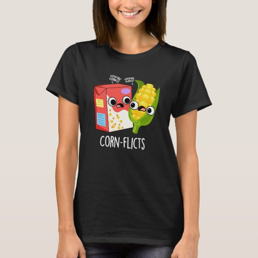 Corn-flicts Funny Cornflake Corn Pun T-shirt (Voorkant)