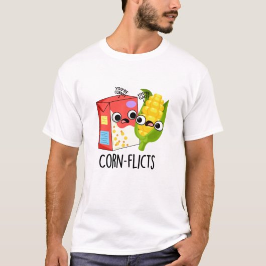 Corn-flicts Funny Cornflake Corn Pun T-shirt (Voorkant)