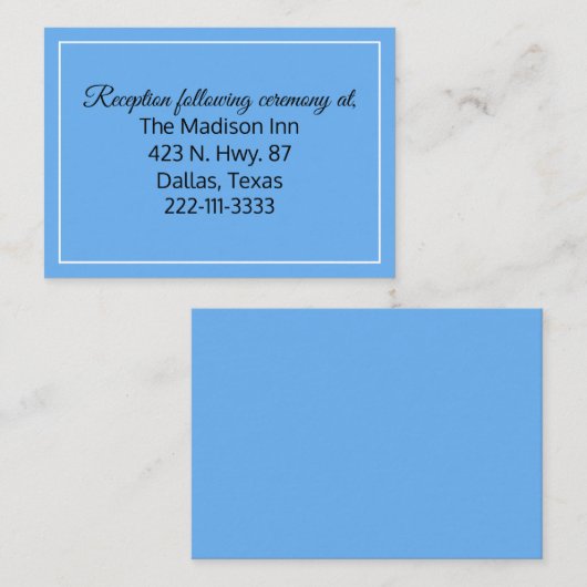 Corn Flower Blue Wedding-kaarten Informatiekaartje (Voorkant / Achterkant)