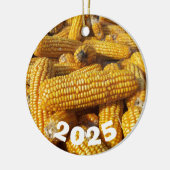 Corn Harvest, pool van geoogste corncobs Keramisch Ornament (Links)
