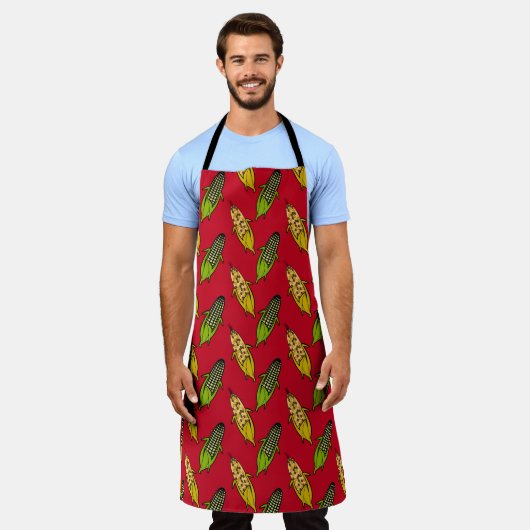 Corn Husks All-Over Print Apron Schort (Gedragen)