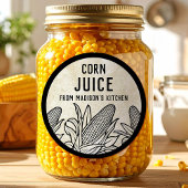 Corn juice label with black and white cobs