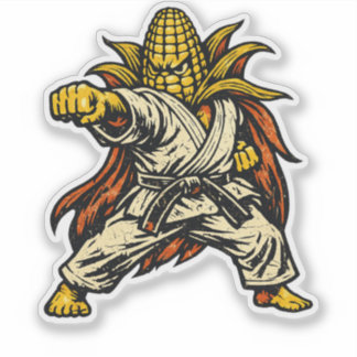 Corn Karate Meester — Vintage Retro Shotokan Sticker