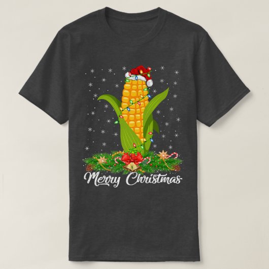 Corn Lighting Xmas Tree Matching Corn Santa T-shirt (Design voorkant)