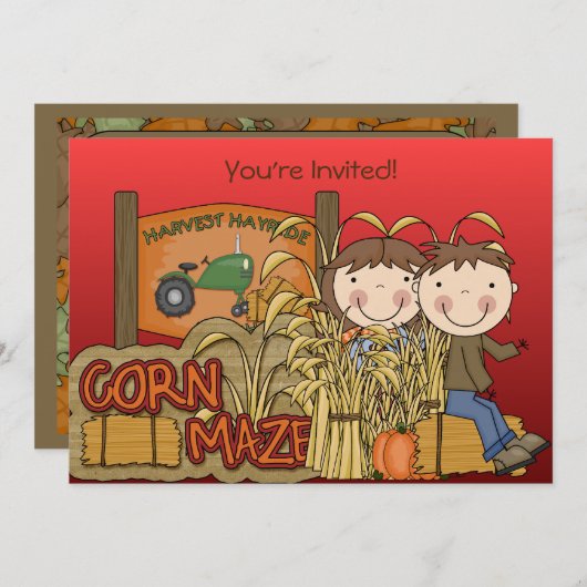 Corn Maze Autumn Party Kaart (Voorkant / Achterkant)