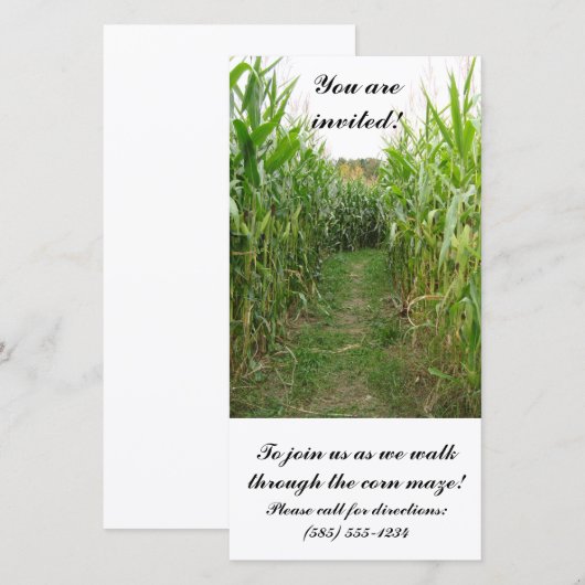 Corn Maze Invitation Kaart (Voorkant / Achterkant)