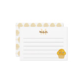 Corn Muffin Cute Drawing Lined Monogram Notitiekaartje (Voorkant / Achterkant in situ)