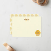  Corn Muffin Cute Drawing Monogram Cream Notitiekaartje (Voorkant / Achterkant in situ)