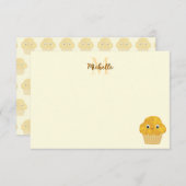  Corn Muffin Cute Drawing Monogram Cream Notitiekaartje (Voorkant / Achterkant)