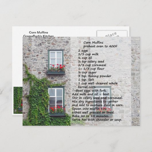 Corn Muffin Recipe Briefkaart (Voorkant / Achterkant)